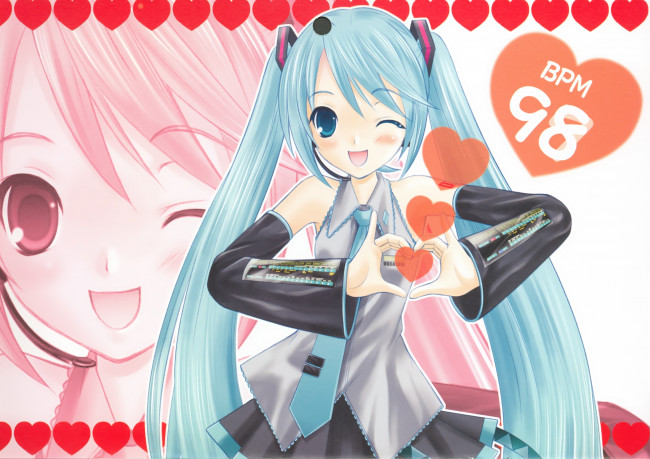 Обои картинки фото аниме, vocaloid, фон, взгляд, девушка