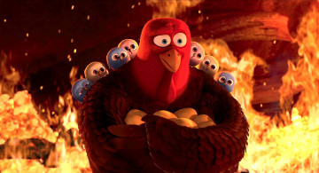 Картинка мультфильмы free+birds пламя птица огонь яйцо много птенец индюк