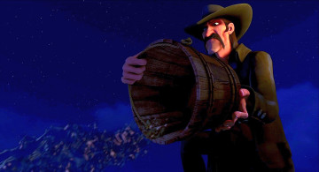 Картинка мультфильмы free+birds шляпа вода ведро ночь мужчина