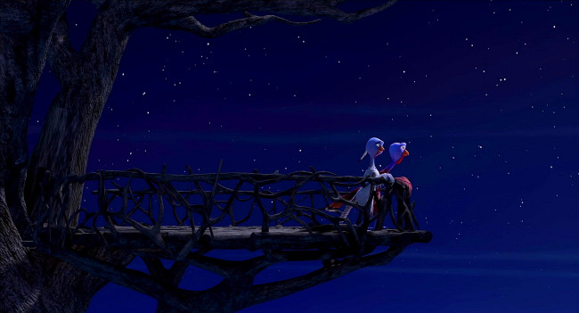 Обои картинки фото мультфильмы, free birds, двое, индюк, деревья, ночь, балкон