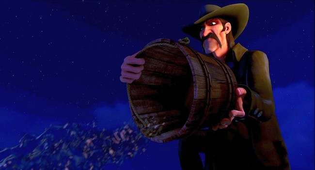 Обои картинки фото мультфильмы, free birds, шляпа, вода, ведро, ночь, мужчина