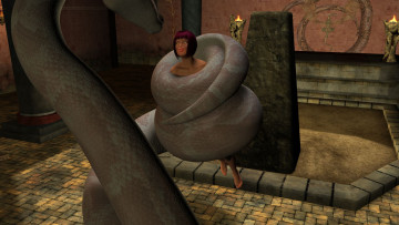 Картинка 3д+графика фантазия+ fantasy змея фон взгляд девушка