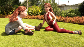 Картинка 3д+графика люди+ people взгляд фон девушки