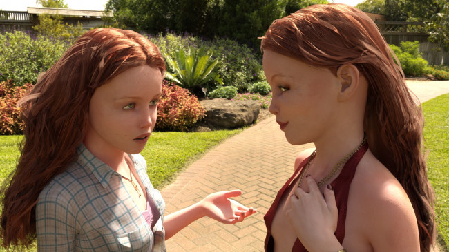 Обои картинки фото 3д графика, люди , people, девушки, фон, взгляд