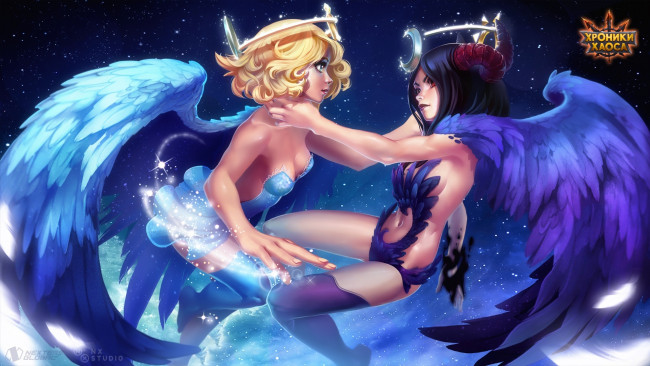 Обои картинки фото видео игры, ~~~другое~~~, хроники, хаоса, крылья, селеста, hero, wars, девушки