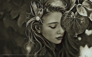 Картинка календари компьютерный+дизайн 2019 calendar женщина девушка лицо растение листья