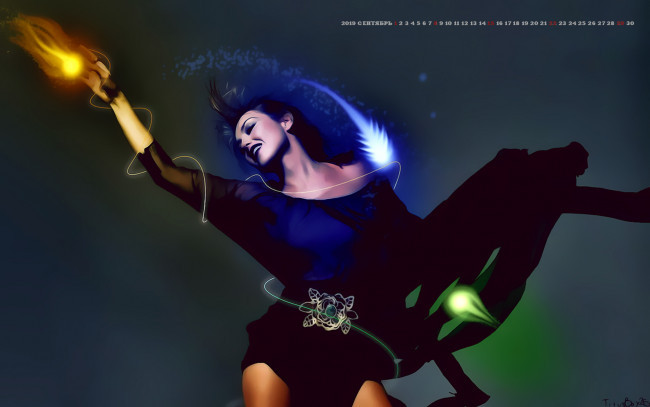 Обои картинки фото календари, фэнтези, девушка, магия, женщина, calendar, 2019