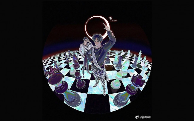 Обои картинки фото рисованное, люди, ван, ибо, сяо, чжань, шахматы, поле