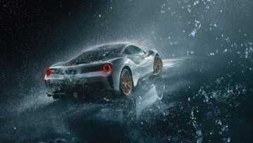 Картинка ferrari+488+pista+dominates+the+rainy+roads+2023 автомобили ferrari 488 pista вид сзади капли вода суперкар