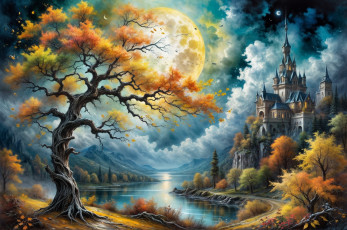 обоя фэнтези, замки, пейзаж