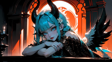 Картинка аниме ангелы +демоны девушка