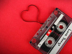 обоя разное, предметы быта, кассета, музыка, пленка, сердечко