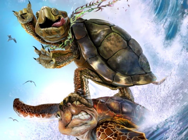 Обои картинки фото рисованные, животные, черепахи
