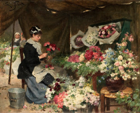 Картинка victor gabriel gilbert the flower seller рисованные цветочница