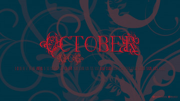 Картинка календари рисованные векторная графика синий октябрь