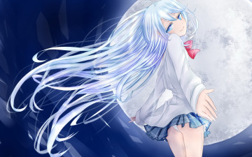 Картинка аниме denpa onna to seishun otoko улыбка девушка небо луна