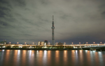 Картинка города огни ночного вечер вода отражения