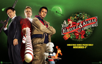 Картинка very harold and kumar 3d christmas кино фильмы повар робот