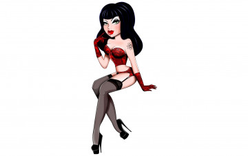 Картинка векторная графика брюнетка чулки девушка