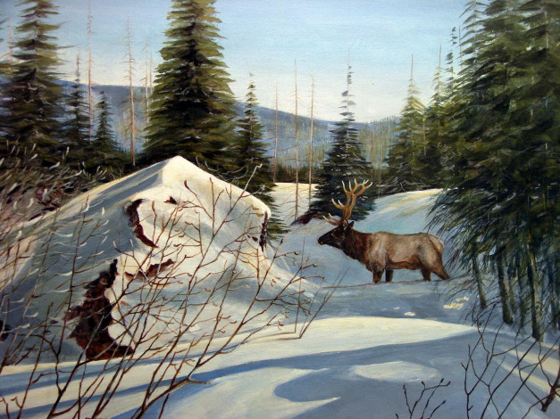 Обои картинки фото рисованные, животные, олень