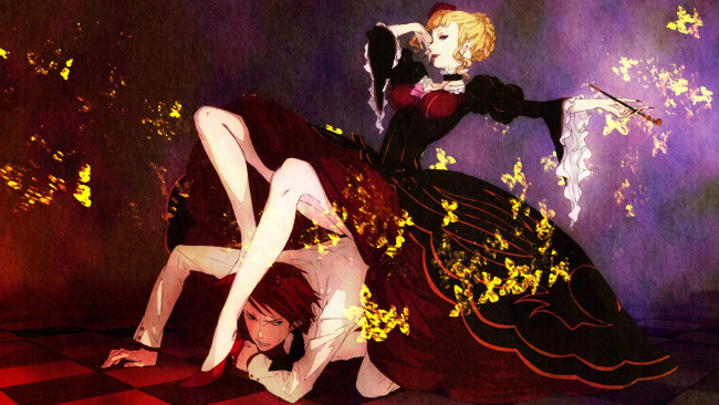 Обои картинки фото аниме, umineko, no, naku, koro, ni, beatrice, ushiromiya, battler