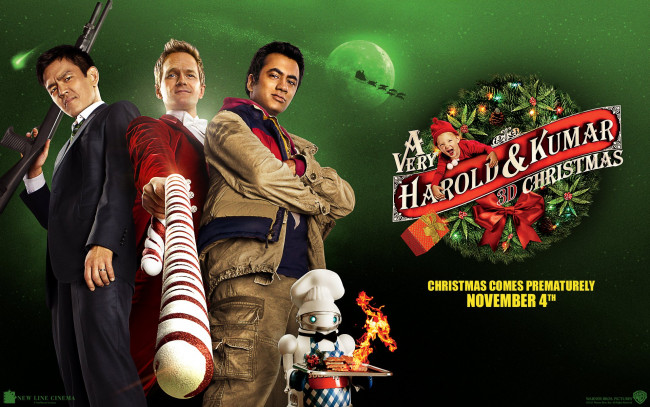 Обои картинки фото very, harold, and, kumar, 3d, christmas, кино, фильмы, повар, робот