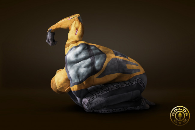 Обои картинки фото бренды, gold`s, gym, экскаватор, поза, мужчина, рисунок