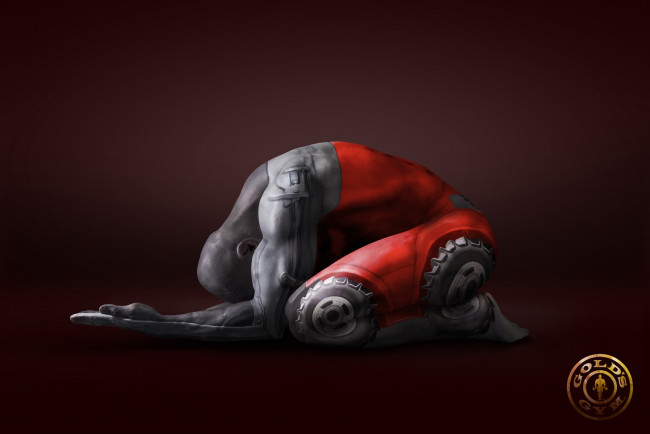 Обои картинки фото бренды, gold`s, gym, мужчина, рисунок, автопогрузчик, поза