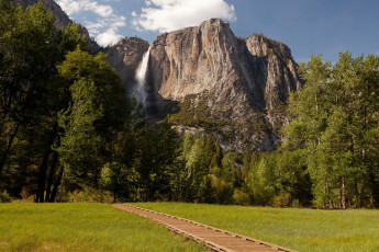 Картинка yosemite national park природа горы деревья тропа лужайка