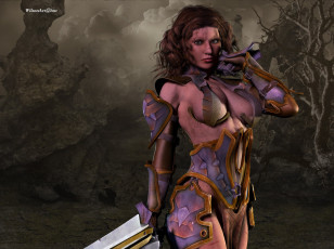 Картинка 3д+графика амазонки+ amazon меч взгляд девушка