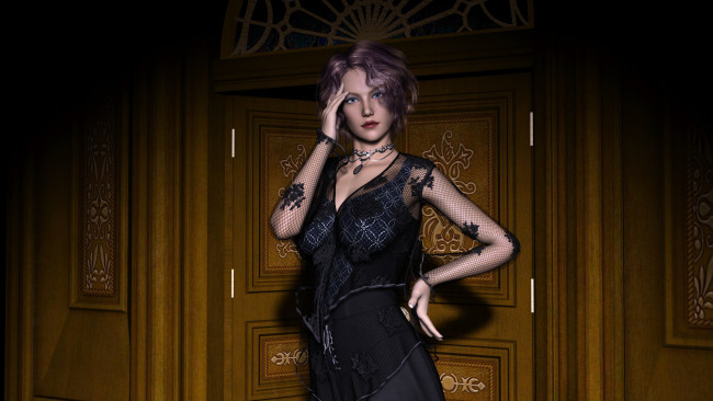 Обои картинки фото 3д графика, люди , people, фон, взгляд, девушка