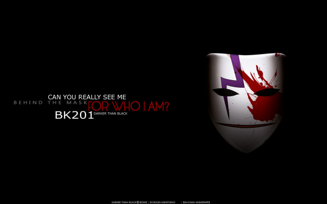 Обои картинки фото аниме, darker than black, черный, фон, улыбка, кровь, маска, надпись