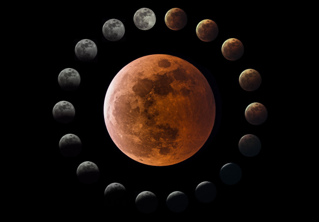 Обои картинки фото космос, луна, фазы