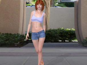 Картинка 3д+графика люди+ people взгляд фон рыжая девушка