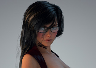 Картинка 3д+графика портрет+ portraits взгляд девушка очки фон