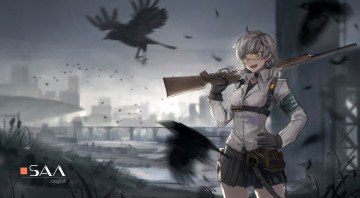 Картинка аниме оружие +техника +технологии арт san-m девушка