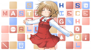 Картинка аниме hidamari+sketch взгляд платье фон