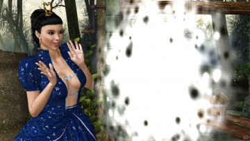 обоя feliciana, 3д графика, фантазия , fantasy, фон, взгляд, девушка