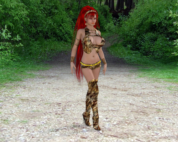 Обои картинки фото 3д графика, люди , people, девушка, взгляд, фон, рыжая