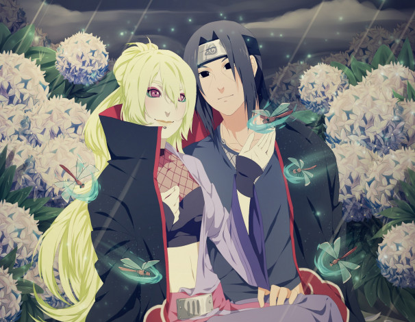 Обои картинки фото разное, арты, девушка, наруто, итачи, аниме, арт, учиха