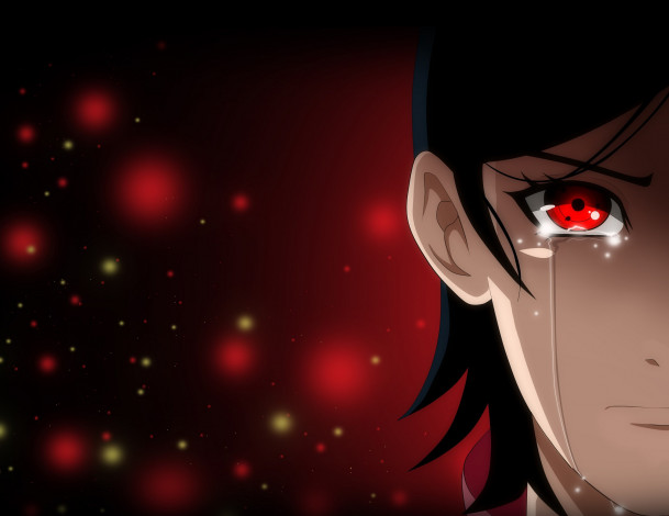 Обои картинки фото аниме, naruto, sharingan, sarada, uchiha, ichata, art, взгляд, слёзы, девочка