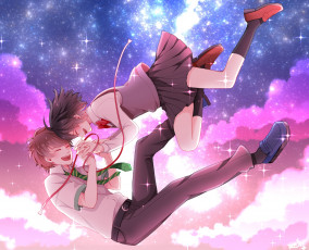 Картинка аниме kimi+no+na+wa парень фон девушка взгляд