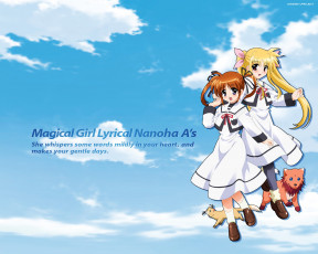 Картинка аниме mahou+shoujo+lyrical+nanoha фон девушки взгляд