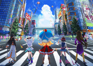 Картинка akiba`s+trip+festa аниме город +улицы +здания девушки