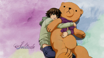 обоя аниме, junjou romantica, мисаки, парень, медведь