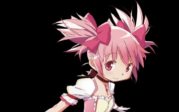 Картинка аниме mahou+shoujo+madoka+magika девушка взгляд фон