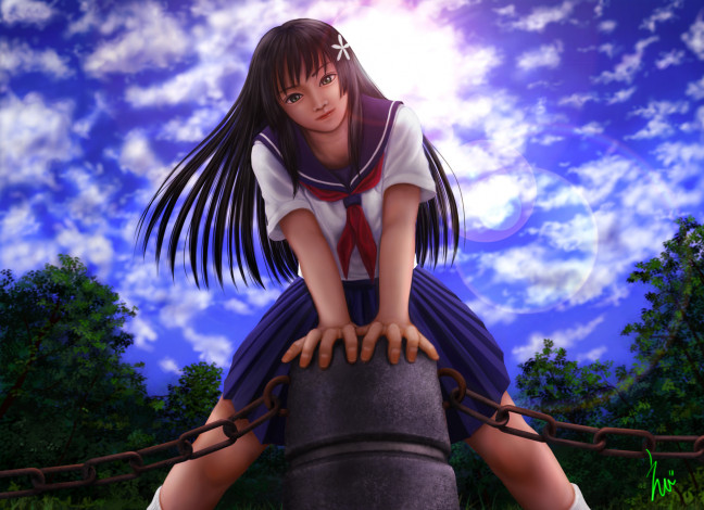 Обои картинки фото аниме, toaru majutsu no index, девушка, взгляд, фон