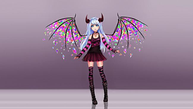 Обои картинки фото аниме, ангелы,  демоны, фон, взгляд, девушка