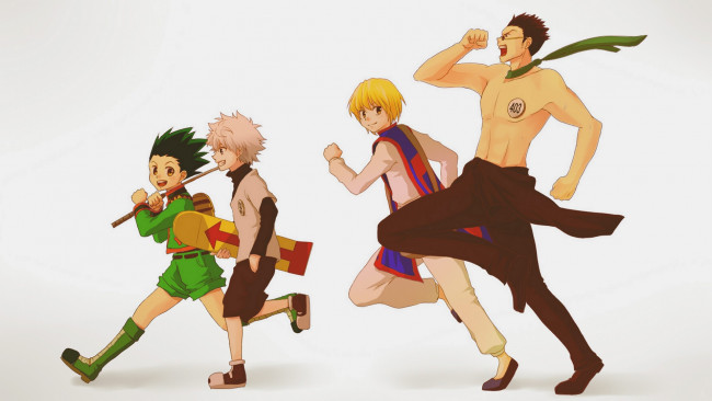 Обои картинки фото аниме, hunter x hunter, курапика, киллуа, гон, леорио