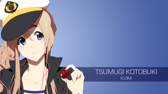 Обои картинки фото аниме, k-on, девушка, взгляд, фон